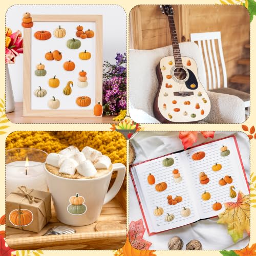 Fall Pumpkin Self Adhesive Easy Peel Sticker for Laptop Scrapbook | 16 Realistic Fall Harvest Designs Waterproof Vinyl Strong Adhesion No Residue for Journals Water Bottles Water Bottle - style: Autumn Fall Pumpkin