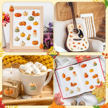 Fall Pumpkin Self Adhesive Easy Peel Sticker for Laptop Scrapbook | 16 Realistic Fall Harvest Designs Waterproof Vinyl Strong Adhesion No Residue for Journals Water Bottles Water Bottle - style: Autumn Fall Pumpkin