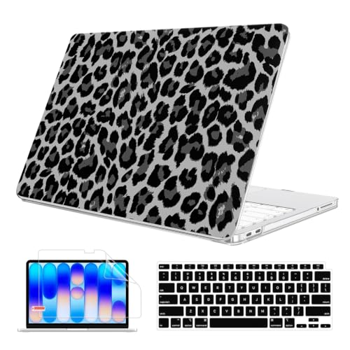 for MacBook Neo Case 13 inch 2026 Model A3404, Black Leopard | Protective Pattern Hard Shell for Mac Neo Case 13 inch, Keyboard Covers & Screen Protector, Scratch Resistant, Precision Fit - color: Black Leopard