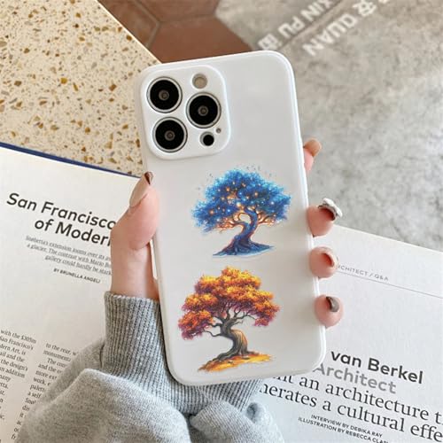Fantasy Magic Tree Stickers Pack – 50pcs Clear Waterproof Scrapbook Decals for Journaling, Diary, Collage, Laptop, Water Bottle, Planner, Aesthetic Nature Forest Tree of Life Sticker (Colourful-B1) - color: Colourful-b1