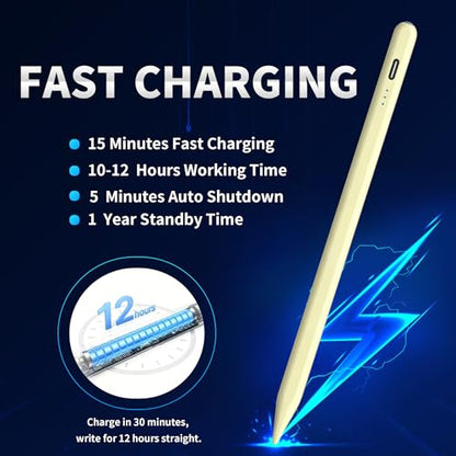 Stylus Pen Android for AMZ Tablet HD 10/Max 11 Compatible with Samsung/Lenovo,Accurate， Push-Button Switch On/Off,Long Battery Life+2Tips(NW Yellow) - color: NW Yellow