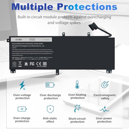 Futurebatt Replacement Laptop Battery for Dell XPS XPS 15 9530 (BB8FLV1) 9535 P31F001 Precision M3800 15d-3728 15d-3828 15d-4528 4721 4723 4728 6828t 8728t 8828t 9728t Series 701WJ - size: M3800 13.23*5.63*0.98*in