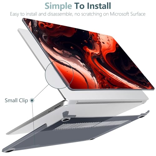 Batianda Case for 15 inch Microsoft Surface Laptop 8 2026 for Business & Surface Laptop 7th Edition 2024, Creative Pattern Durable Scratch-Resistant Hardshell 4-in-1 Accessories Bundle, Blazing - color: Blazing