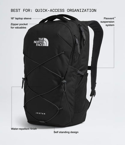 The North Face Jester Everyday Laptop Backpack, TNF Black-NPF, One Size | Commuter Daypack, Water Repellent, Laptop Sleeve - color: Tnf Black-npf