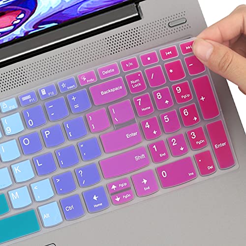 Keyboard Cover for Lenovo Yoga 7i 15.6, ideaPad 5 15.6", Lenovo Flex 5 15.6, Yoga Slim 7 15, ideaPad 3i 15, ideaPad Slim 7 15.6, ThinkBook 15p, ThinkBook 15 G2 G3 US Keyboard Cover -Rainbow - color: RAINBOW