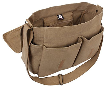 Rothco Classic Canvas Messenger Bag | Durable Canvas Shoulder Bag, Crossbody Designed For EDC, Travel, Commuting, Organized Storage And Dependable Carry - color: Coyote Brown