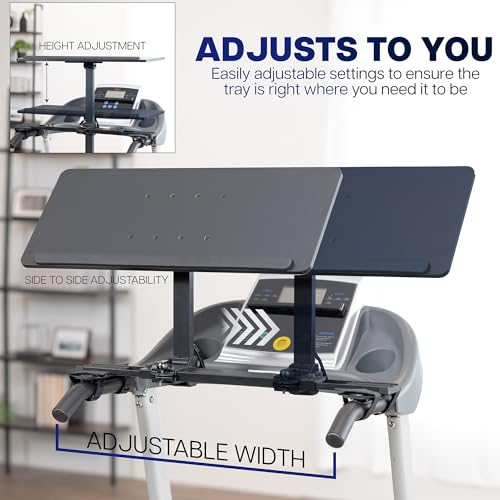 VIVO Wooden Laptop Treadmill Desk, Tilting Ergonomic Notebook Mount Stand with Mouse Pad and Wrist Support, Fits Both Round and Square Handlebars, Black, STAND-TDML4R