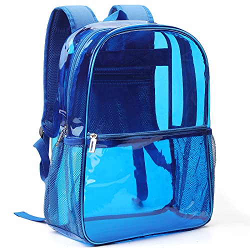 Clear Backpack Heavy Duty TPU Transparent Backpack for Sports,Work,Security Travel. - color: Blue