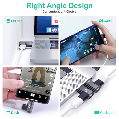 HanCenDa 140W USB C Magnetic Adapter 2Pack, 24Pins USB C 90 Degree Adapter with 20Gbps 8K 60Hz Video for Thundebolt 3 MacBook Pro/Air, Tablet, Laptop, iPhone 15/16 Pro/16 Plus/16 Pro Max - style: Right