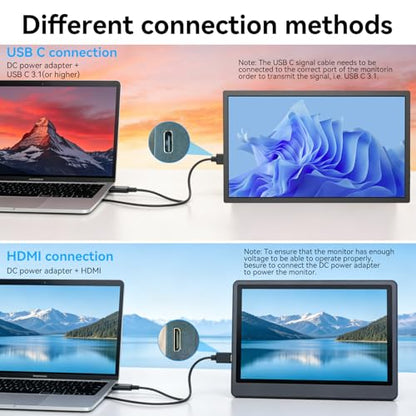 17.3 Inch Portable Monitor, HD+ 1600×900 Resolution, 16:9 Widescreen IPS Display, Ultra-Slim External Second Monitor for Laptop, Phone, PS5, Xbox, Switch, PC (17.3") - size: 17.3"