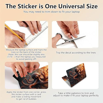 Laptop Skin Sticker Decal 15.6 Inch,12 13 13.3 14 15 15.6 in Laptop Netbook Skins for Notebook,Art Decal Removable Waterproof Scratch Resistant,Universal Vinyl Cover,Fire Octopus Funny - color: Fire Octopus Funny