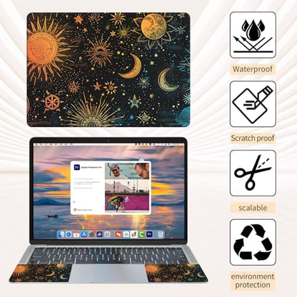 Laptop Skin Sticker 3-Piece Set,Starry Night Sky | Trim-to-fit 3-piece vinyl set with one 15 x 10.6 in lid skin and two palm-rest decals for many 12-15.6 in laptops - color: Starry Night Sky