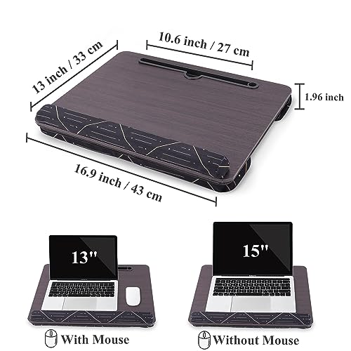 Lap Desk,Fits up to 15.6 inch Laptop Bed Table Computer with Soft Pillow and Storage Bag,Gaming Tray and Writing Tray on Bed for Home Office(2-Dark Brown) - color: 2-dark Brown