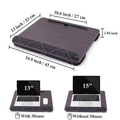 Lap Desk,Fits up to 15.6 inch Laptop Bed Table Computer with Soft Pillow and Storage Bag,Gaming Tray and Writing Tray on Bed for Home Office(2-Dark Brown) - color: 2-dark Brown