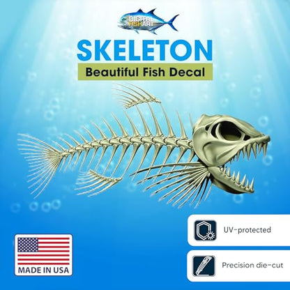 Skeleton Beautiful Fish Decal | Fishing Decal for Boat, Car, Vehicle, Truck Etc. | Waterproof Vinyl Sticker | Many Sizes & Styles Available | 12" to 40" by Digital Fish Art (Small, Position 3R) - color: Position 3r, size: Small