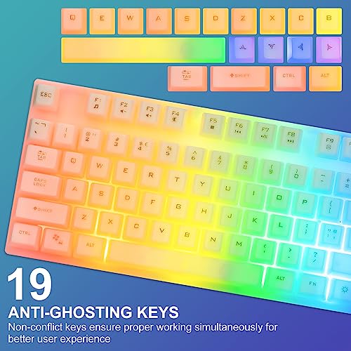 CHONCHOW LED Keyboard and Mouse, 104 Keys Rainbow Backlit Keyboard and 7 Color RGB Mouse, White Gaming Keyboard and Mouse Combo for PC Laptop Xbox PS4 Gamers and Work - color: White