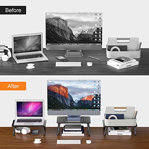 Foldable Monitor Riser Metal Computer Stand for Desk 3 Height Adjustable Laptop Stand with Pen Storage, MST013