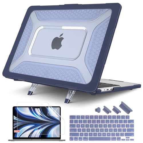 Batianda HexArmor Case for MacBook Air 15 Inch 2023-2026, Navy | Upgraded Heavy-duty Case with Shock-absorbing Corners, Honeycomb Hybrid Rugged Matte Shell, Stable Stand for Long Desk Work - color: X-Navy Blue
