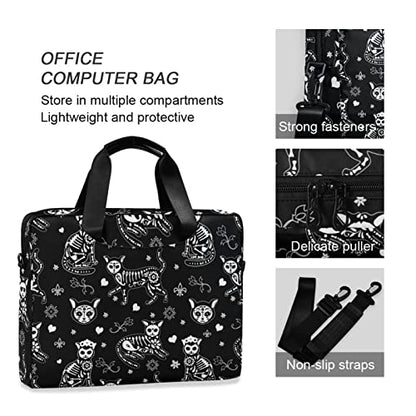 Laptop Bag 15.6 inch, Waterproof Laptop Case with Strap, Protective Laptop Carrying Case for Women&Men, Death Halloween Cats Gothic - color: Death Halloween Cats Gothic
