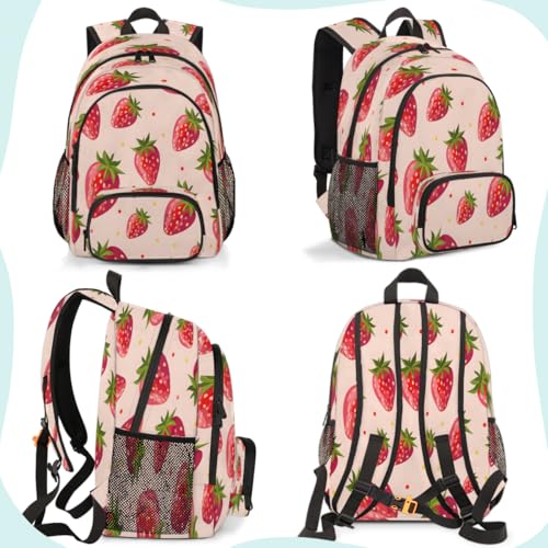 Strawberry Laptop Backpack for Women Men, 18.3 Inch Travel Work Backpacks, Strawberries Waterproof Computer Casual Daypack Nurse Teacher Bags - color: Multicolor 11