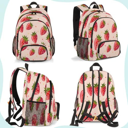Strawberry Laptop Backpack for Women Men, 18.3 Inch Travel Work Backpacks, Strawberries Waterproof Computer Casual Daypack Nurse Teacher Bags - color: Multicolor 11