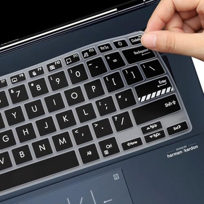 Keyboard Cover Skin for ASUS ZenBook 14X OLED UX3404 UX3405, ZenBook 14 Q425 Q415 Q410VA Q420 Q420VA, ZenBook Flip 14 OLED UP3404, ZenBook Pro UX6404 14 inch Laptop US Layout (Black) - color: Black