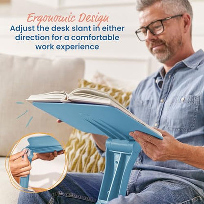ECR4Kids The Surf Folding Portable Activity Lap Desk, Adjustable, Flexible Seating, Peacock Blue - color: Peacock Blue