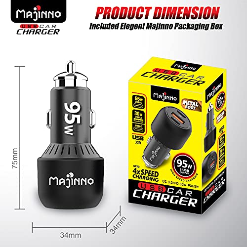 USB C Car Charger Fast Charge pd PPS 95w for iPhone Laptop 65w 30w Super Type QC 3.0 Cigarette Lighter Adapter MacBook Ipad Pixel Chargers Usbc Black Matte