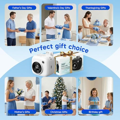 Portable Waist Fan, Rechargeable Wearable Fan w/ LED Display, 3 Speeds, 3000mAh Battery, 10H Runtime, Mini Turbo Airflow, Clip on Belt/Shirt/Hat,Travel Essentials Gift for Women,Makeup,Concert -2 PACK - color: White-2 Pack