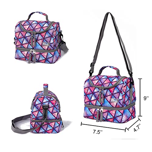 Tilami Rolling Backpack 18 inch Double Handle with Lunch Bag Wheeled Kids Backpack for Girls and Boys, Triangle Pink - color: Triangle Pink