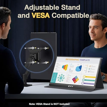 KYY 4K Portable Monitor – 15.6" UHD IPS Travel Display, Slim & Lightweight Design, HDMI & USB-C Inputs, Perfect for PS5, Xbox, Switch, Laptops, Phones, and On-the-Go Professionals, K5 - color: Metallic