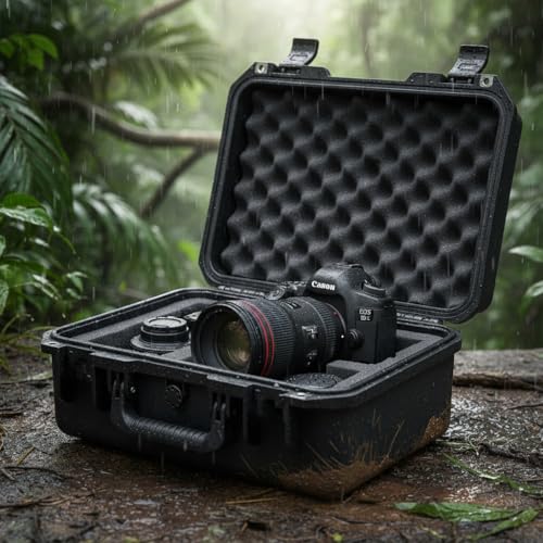MEIJIA Premium Waterproof Hard Camera Case,Hard case with customizable fit foam,Full Protection with Light&Convenient Design,Elegant Black (18.3"x13.4"x6.7") - size: 18.3"x13.4"x6.7"