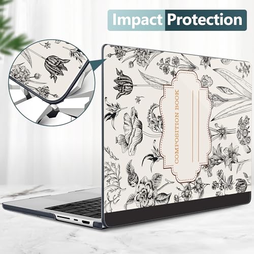 TWOLSKOO Compatible with MacBook Pro 14 inch Case M5 2026 2025-2021 Release M4 M3 M2 M1 Pro/Max Chip, Plastic Hard Shell & Keyboard Cover & USB C to USB Adapter & Screen Film, Retro Compostion Book - color: Retro Compostion Book