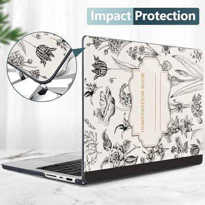 TWOLSKOO Compatible with MacBook Pro 14 inch Case M5 2026 2025-2021 Release M4 M3 M2 M1 Pro/Max Chip, Plastic Hard Shell & Keyboard Cover & USB C to USB Adapter & Screen Film, Retro Compostion Book - color: Retro Compostion Book