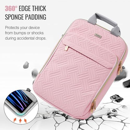 MoKo 13-14 Inch Puffy Laptop Sleeve Shoulder Bag Carrying Case with Handle | Fits Mac Air 13-inch M5, Mac Neo A18 Pro, Mac Pro 14-inch M5/M4/M3/M2/M1 and Surface 13.8-inch, Pink - color: Pink, size: 13.3-14 Inch