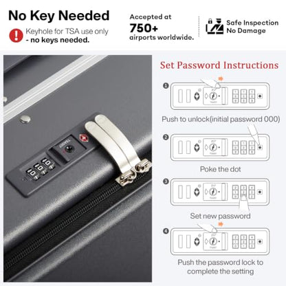 mixi 20 Inch Carry On Luggage 22x14x9 Airline Approved PC Hard Shell Suitcase Top Opening Aluminum Frame Travel Suitcases with Wheels, Rock Gray - color: Rock Gray, size: 20 Inch