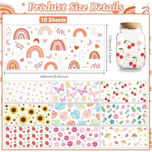 Small Element UV DTF Cup Wraps, 10 Sheets Transfer Sticker | Waterproof UV DTF Stickers, Custom Vinyl Decals for 16oz Coffee Cups Tumblers Bottles Mugs, DIY Gifts & Crafts - style: Small Element Collection