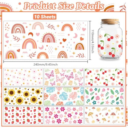 Small Element UV DTF Cup Wraps, 10 Sheets Transfer Sticker | Waterproof UV DTF Stickers, Custom Vinyl Decals for 16oz Coffee Cups Tumblers Bottles Mugs, DIY Gifts & Crafts - style: Small Element Collection