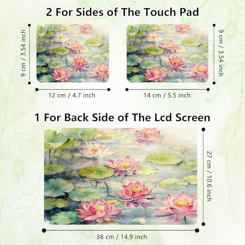 Laptop Skin Sticker Decal, Universal Reusable Vinyl Laptop Cover for 12" 13" 13.3" 14" 15" 15.4" 15.6" Notebook PC, Reusable Waterproof Scratch-Resistant with 2 Wrist Pads,Art Flower Lotus - color: Art Flower Lotus