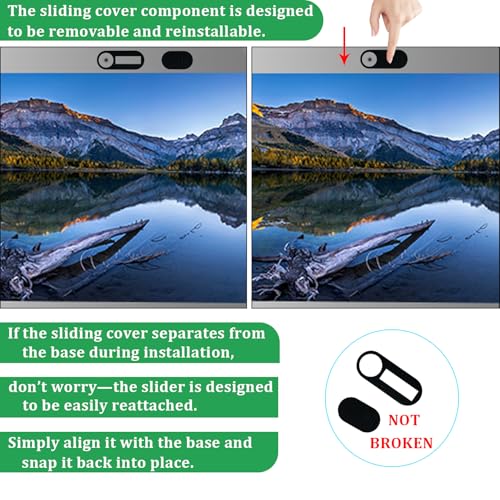 ZUCUCUC Laptop Camera Cover Slide, 12 Pack Webcam Cover, Phone Camera Cover, Ultra-Thin Computer Slide - Fits Most Laptop, Desktop, PC, Tablet, Smartphone to Protect Your Privacy and Security - color: Black (Small 6 Pcs+Large 6 Pcs)