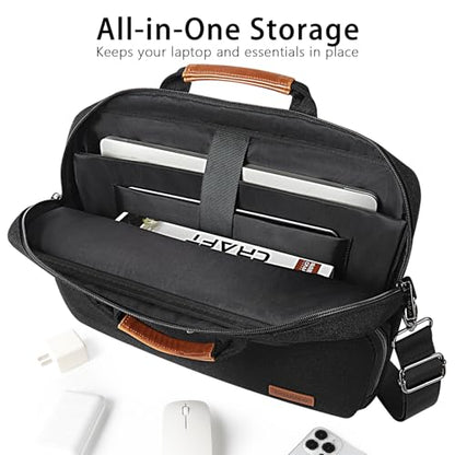 DOMISO 14 Inch Laptop Bag, Waterproof Business Briefcase Computer Messenger Shoulder Bag with Strap for Macbook Pro Air/Lenovo IdeaPad/Acer Aspire/HP/Dell XPS 15/ASUS/MSI, Black - color: Black, size: 14 Inch
