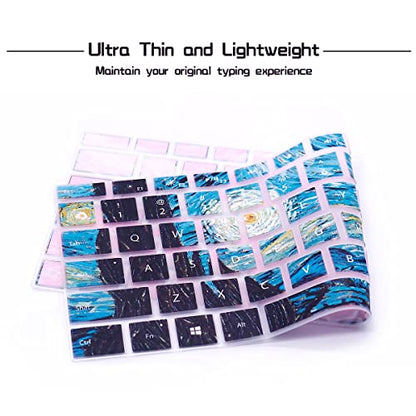 HRH English Silicone Keyboard Cover Skin for Microsoft Surface Pro | With Surface Pro 4, Pro 5 2017, Pro 6 2018, Pro 7 2019,12.3-inch Surface Pro 6,Dustproof,Soft-Touch,Ultra Thin,Starry Night - color: starry night