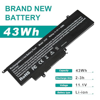 GK5KY Laptop Battery Replacement for Dell Inspiron 11 3000 3147 3148 3153 3152 3157 3158 15 7000 7558 7568 13 7353 7359 7347 7348 7352 92NCT 092NCT 4K8YH 04K8YH RHN1C 0WF28 P20T P20T001 P55F - size: 3147 12.17, 4.57, 1.02in