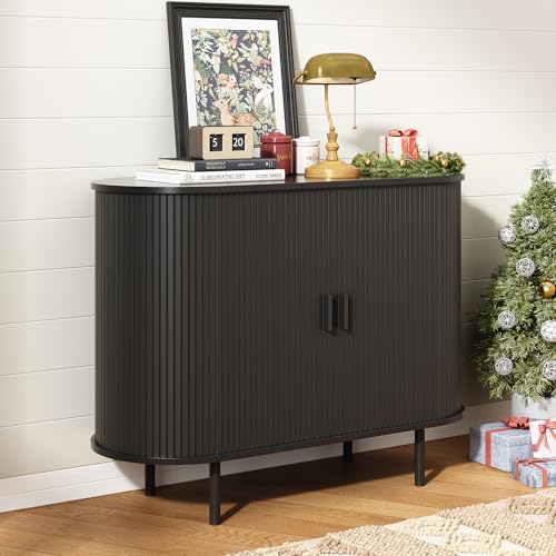 ONBRILL 40" Sideboard Buffet Cabinet with Storage, Storage Cabinet with Sliding Door & Adjustable Shelf, Modern Accent Coffee Bar Console Table for Kitchen, Entryway, Black - color: Black, size: 40"