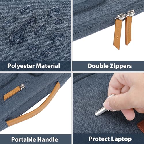 MOSISO 360 Protective Laptop Case 14 inch, 14 inch Laptop Sleeve Compatible with HP Lenovo Dell ASUS Acer, HP, Dell Latitude, Lenovo, Side Open Carrying Case with 4 Zipper Pockets&Handle, Haze Blue - color: Haze Blue, size: 14 inch