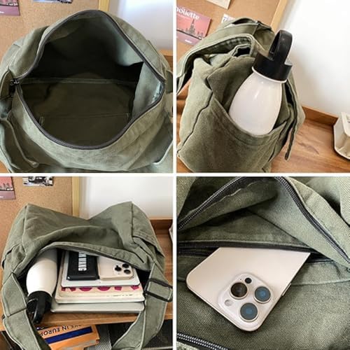 Canvas Messenger Bag Large Messenger Bags for Women Men Casual Canvas Crossbody Shoulder Bag with Multiple Pockets - color: Purple