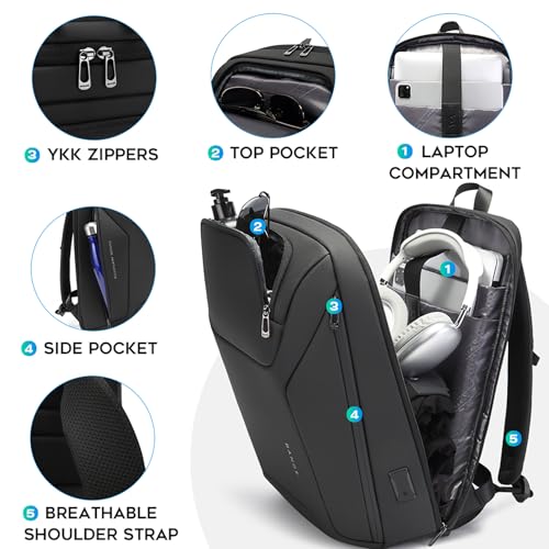 FUTURE AESTHEICS Business Laptop Backpack for Men,Women，15.6 Inch Water Resistant Travel smart Laptop Backpack Carry On Backpack with USB Charging Port，Large Business Work Durable Computer Bag, Black - color: Black