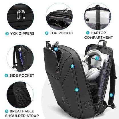 FUTURE AESTHEICS Business Laptop Backpack for Men,Women，15.6 Inch Water Resistant Travel smart Laptop Backpack Carry On Backpack with USB Charging Port，Large Business Work Durable Computer Bag, Black - color: Black