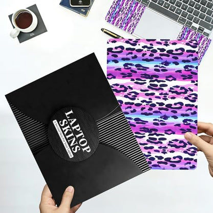 Universal Laptop Skin Sticker with 2 Wrist Pad Decals, 3-Piece Removable Vinyl Laptop Cover, Purple Leopards Waterproof Anti-Scratch, Easy-Trim Fit for 13.3" 14" 15.6" Laptops - color: Purple Leopards
