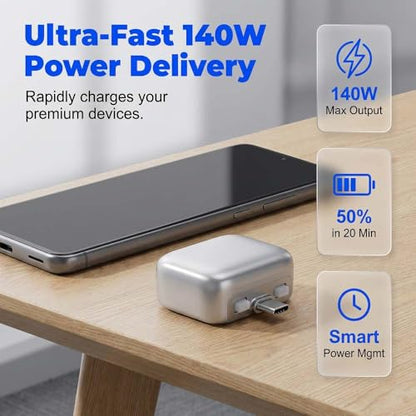 140W Smart Auto Stop Charging Adapter,2026 Upgrade AI Auto Power Off Fast Charging Adapter,Full-Charge Disconnect for Anti-Overcharge Safety Bridge for USB C Cable Phone Laptop (1)